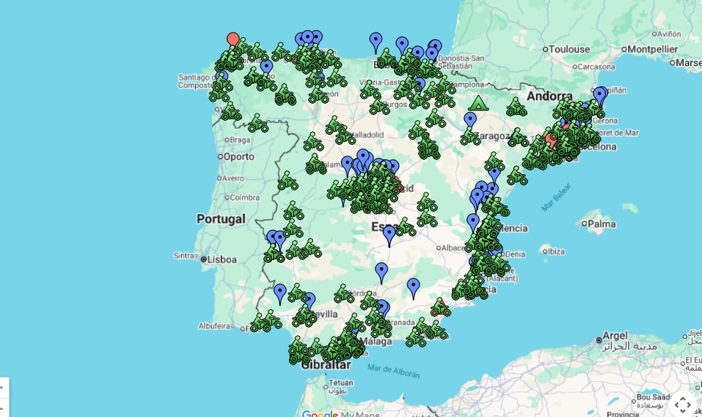 Todos los bares moteros de España: Mapa interactivo